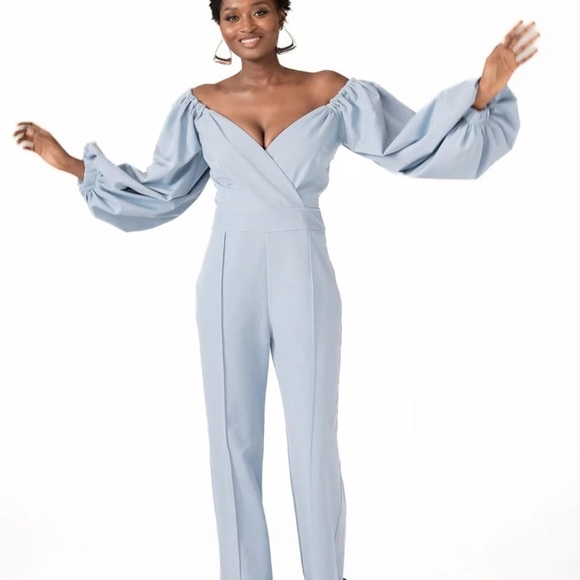 🎉Discover the perfect off-shoulder wide-leg jumpsuit lux 100% cotton -size 4XL! - Picture 4 of 7